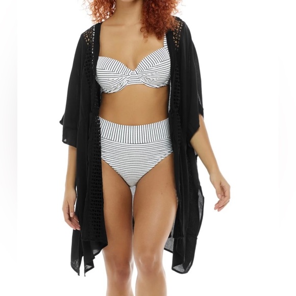 SYKE Joy KIMONO Mauve Swim Cover-up One Size Tassel Tie - Picture 15 of 15